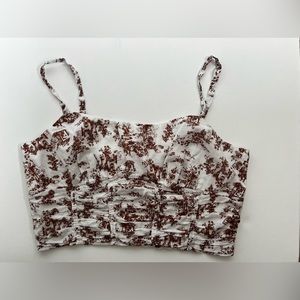 Brown and white crop top